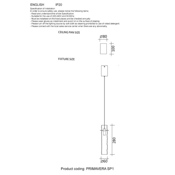 Светильник подвесной Crystal Lux PRIMAVERA SP1 CHROME, фото , изображение 3